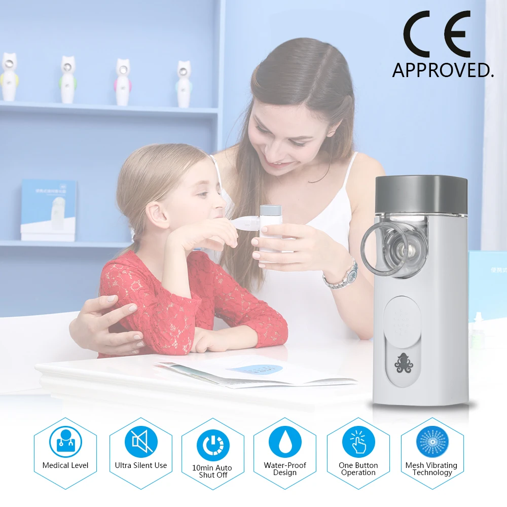 

Steaming Devices Medical Rechargeable Steam Inhaler Vaporizer Water-Proof Mesh Nebulizer for Asthma COPD Respiratory Medicine