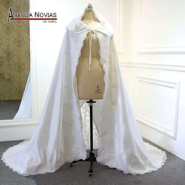 tienda online 2018 largo encaje cabo vestido de novia abrigo de la
