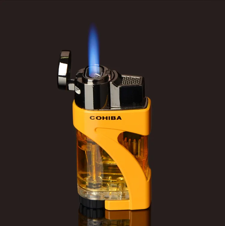 

COHIBA Butane Gas Jet 2 Torches Adjustable Flame Metal Plastic Lighter Delicate Windproof Cigarette Cigar Lighter COHIBA