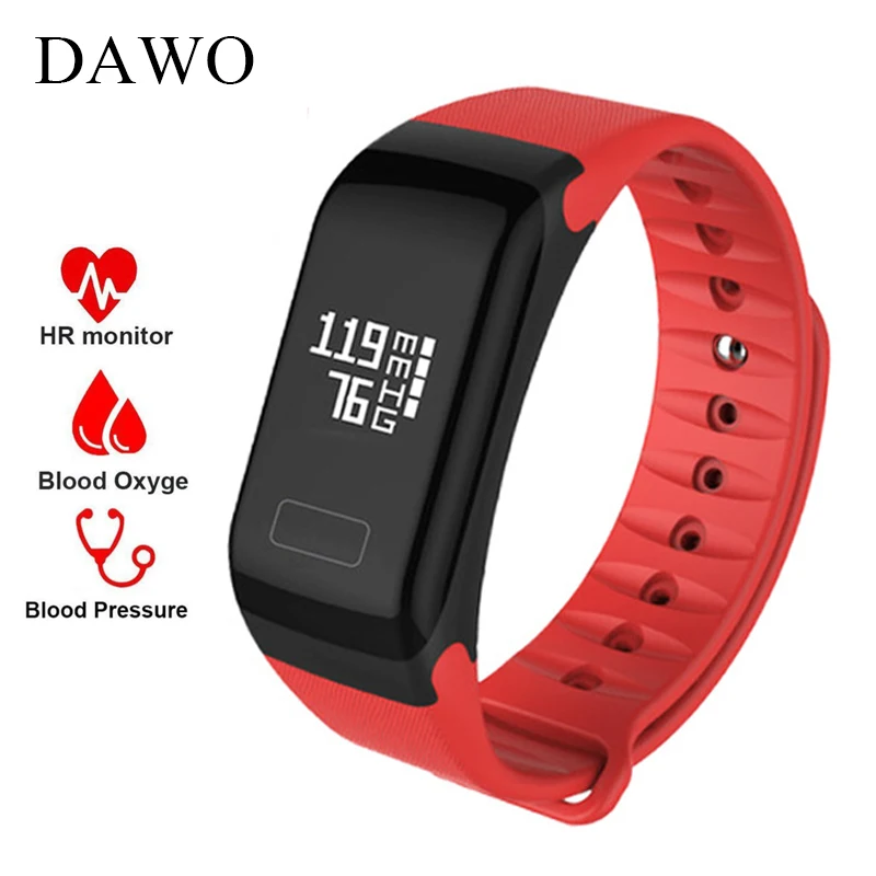 

DAWO Smart Fitness Bracelet Activity Tracker F1 Heart Rate Blood Pressure Oxygen IP67 Waterproof Women Sport Watch PK miband 2