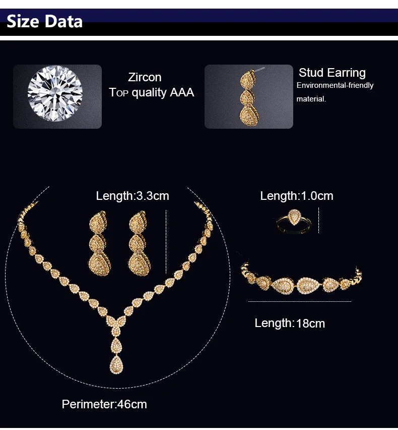 conjuntos de jóias com alta qualidade zircão