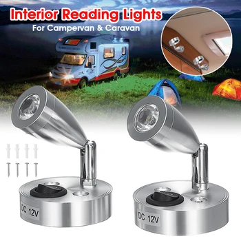 

3W 12V Aluminum Warm White Light LED Spotlights Interior Reading Lights Switch For Caravan Boat Campervan Home Bedroom Use