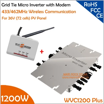 

Waterproof 1200W MPPT Grid Tie Micro Inverter & Modem with 433/462MHz Wireless Communication Function, 22-50VDC to AC110V/220V