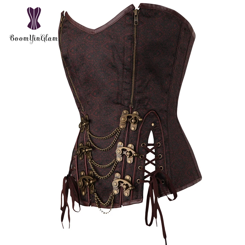 Locks And Chains Decorated Sweetheart Bustier Women's Steel Boned Vintage Brocade Lace Up Corset Top With Zipper 925#
Locks And Chains Decorated Sweetheart Bustier Women's Steel Boned Vintage Brocade Lace Up Corset Top With Zipper 925#