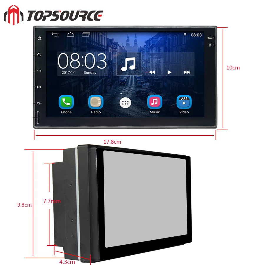 Best TOPSOURCE 7023 Universal 7 inch 2din  2 din Car Radio gps Anroid Autoradi0 player with rds bluetooth  For VW NISSAN TOYOTA HONDA 3