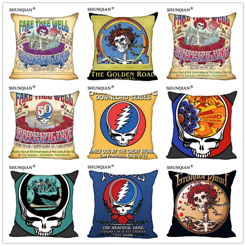 

Customized Pillow Cover Grateful Dead Decorative Pillowcase Square Zipper Pillow Cover 20X20cm 35X35cm 40x40cm