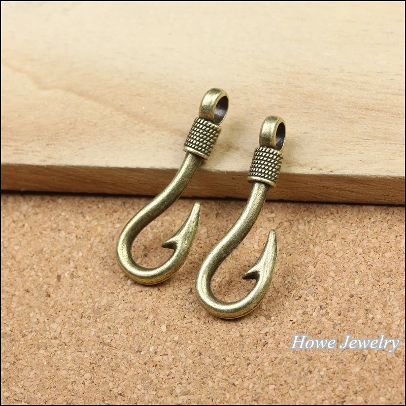 50pcs vintage antique bronze fishing hooks charm fit for fashion earrings  and maxi Necklaces & Pendants