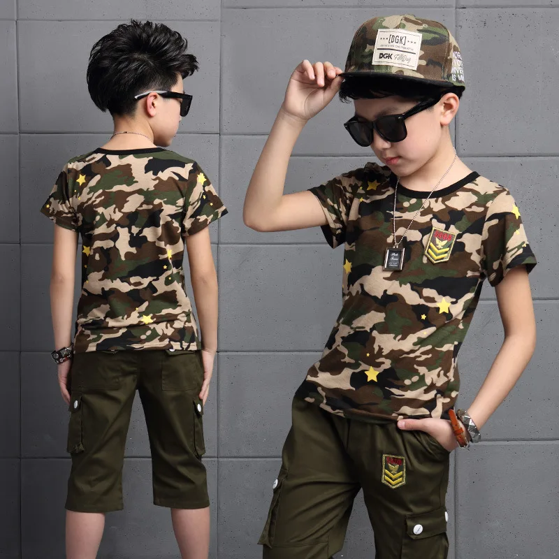 Children Boys Camouflage Clothing Set Summer Fashoin Kids Army Clothes