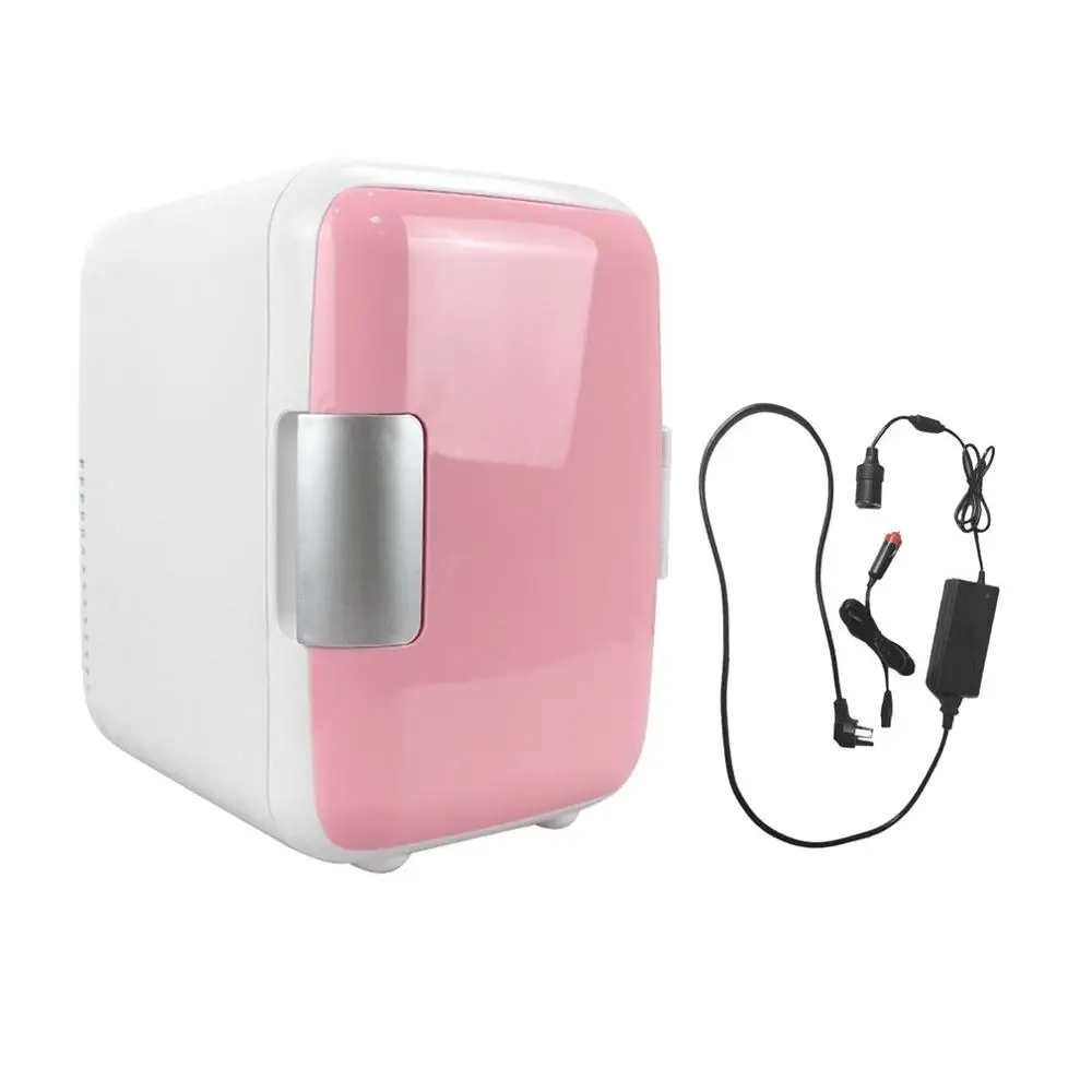 Топ Dual-Применение 4L дома автомобиля Применение холодильники крайне низкий уровень шума низкая Шум автомобильный мини-холодильник морозильная камера охлаждения и нагрева холодильников - Цвет: home car use Pink