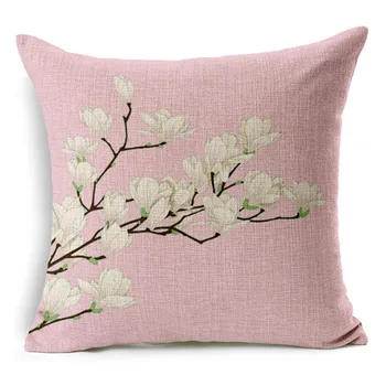 

Retro Fresh Painted Magnolia Linen cotton cushion Plum Home Decor Pillow Decoraiive Sofa Throw Pillows 7 styles