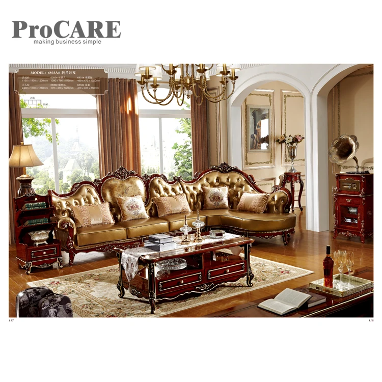 Top quality L shape genuine leather sofa set price with ProCARE brand - 6803 Top quality L shape genuine leather sofa set price with ProCARE brand - 6803