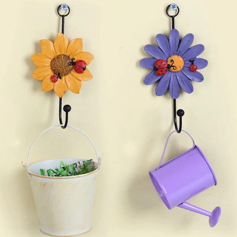 1PC LOVE Iron Hook Multi Patterns Hooks New Hanging Rural Vintage Colorful Resin Flower Bottle Cap | Дом и сад