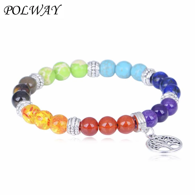 

2019 Hot Trendy style life Tree Pendants Charm Bracelet For Men Or Women 7 Chakra Bracelet Jewelry Gift Wholesale