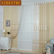 New European luxury lace tulle curtains for living room dining room bedroom kitchen study hotel 2 color optional customizable
