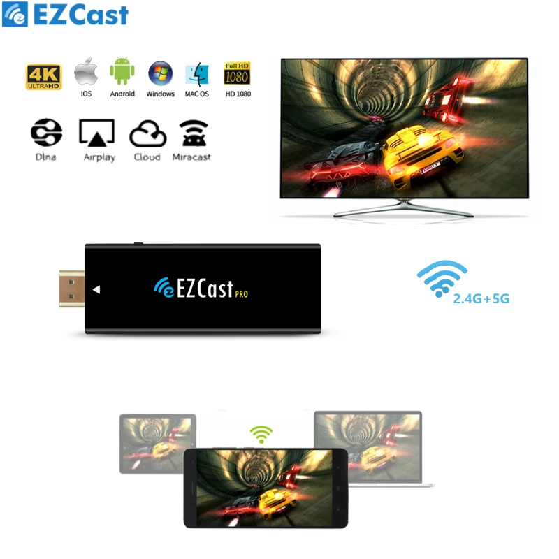

newest Ezcast Pro 5G+2.4G wireless smart TV Stick 4K 1080P Universal wireless screen mirroring solution for business design