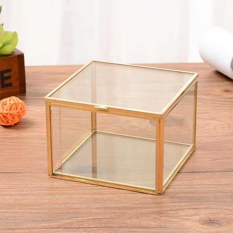 Винтажная декоративная шкатулка для украшений, геометрический Террариум, оконная коробочка с зеркалом, коробка для хранения ювелирных
