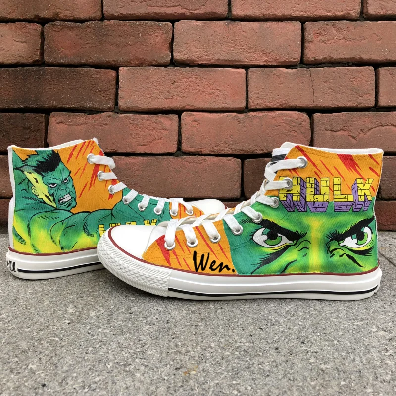

Wen Boys Girls Hand Painted Shoes Design Custom Hulk Men Women's High Top Canvas Sneakers for Birthday Gifts