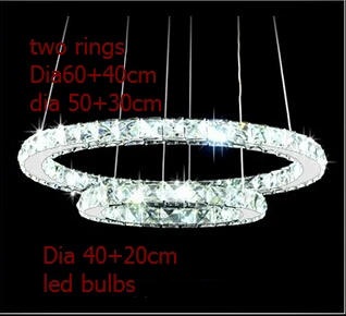 

Luxury crystal Two rings stainless steel chandelier / 60+40cm/ 50+30cm/40+20cm/hotel minimalist stainless steel led lamp