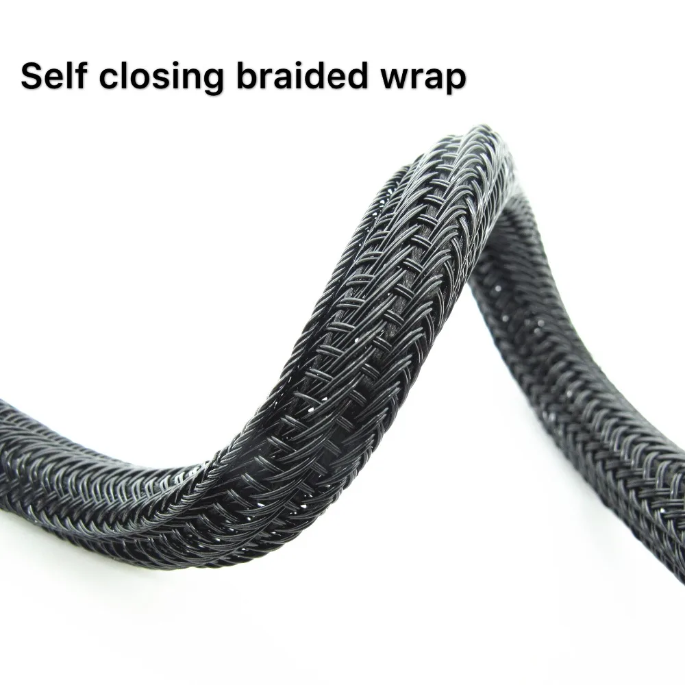 

1/2" ID:13mm split braided sleeving cable Flexo f6 techflex overlaps by 25% self closing braided cable wrap free shipping