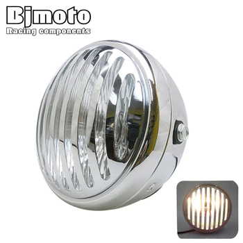 

BJMOTO Chrome with Clear Lens 7" Grill Vintage Antique Custom Headlight for Harley Curisers Choppers Bobber Custom Bike