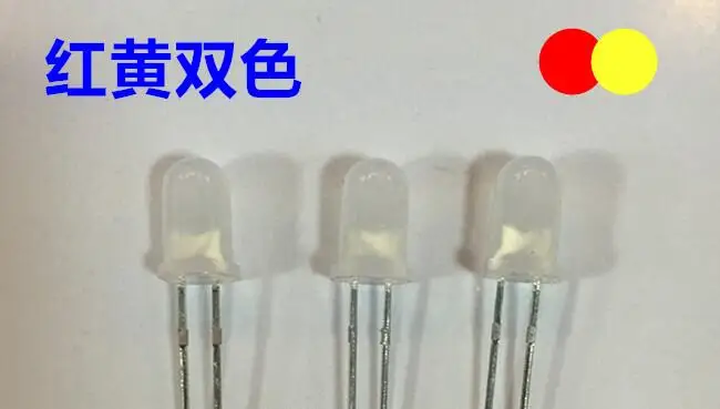 

non polar bicolor through hole diffused 5mm led diode red@yellow color 2pins