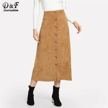 Dotfashion хаки Вельветовая декоративная ткань для юбки женская одежда модная Осенняя Повседневная Женская прямая Длинная юбка со средней талией