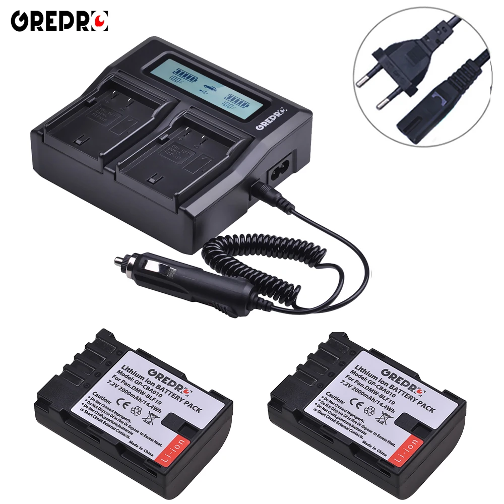 

2pcs 2000mAh DMW-BLF19 DMW-BLF19E DMW-BLF19PP BLF19 BLF19E Camera Battery+LCD Dual Charger for Panasonic Lumix GH3 GH4 GH5 G9