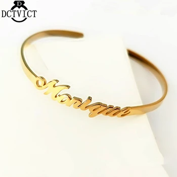 Custom Name Bangle Bracelet Women Men Jewelry Stainless Steel Hand Cuff Bangle Rose Gold Pulseiras Masculina Birthday Gifts BFF mens love knot bangle stainless steel antique silver color knot twisted cuff bracelet unisex men jewelry pulseira braslet