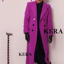 Новая мужская мода диджей фиолетовый кашемировый длинный костюм ветровка мужская Производительность пальто певица костюмы Одежда Мужской Тренч