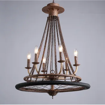 

European iron bicycle tires chandeliers loft retro industrial restaurant bar creative personality chandeliers