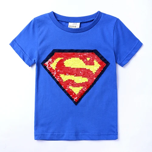 Summer Baby Girls Boys T Shirt Magic Reversible Sequin Novelty Clothing Kid Short Sleeve Cartoon Casual unisex Tshirt Tee DBT109 - Цвет: As photo