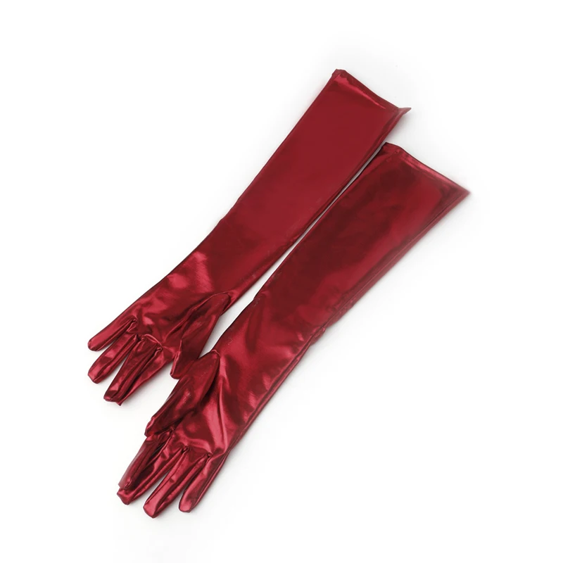 Пикантные Для женщин леди Gauntlet длинные перчатки черный Лакированная кожа эластичная Материал 2018 Летняя мода