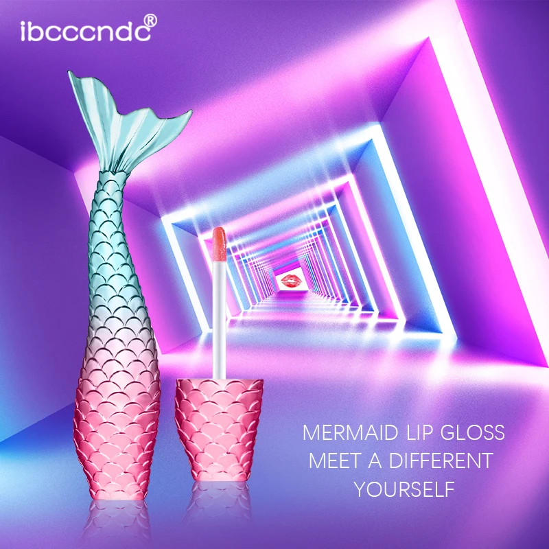 

High Shimmer Lip Gloss Waterproof Diamond Liquid Lipstick Pink Blue Mermaid Glitter Lip Tint Makeup for Lips 3ml