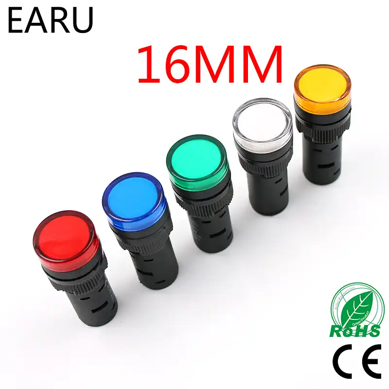 Indicator Signal Lamp Light Waterproof ad16 16ds 16mm AC/DC 12V 24V 110V 220V 380V Red Green