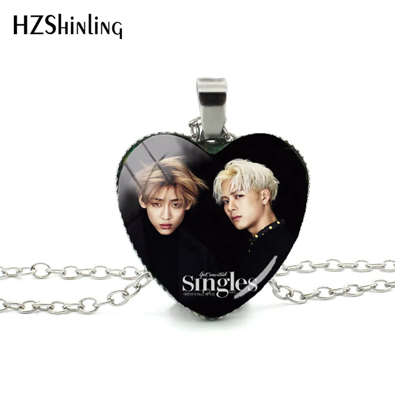 

2018 New Got7 Heart Shaped Necklace Pendant Korea Kpop Silver Murano Shaped Glass Heart Necklace HZ3