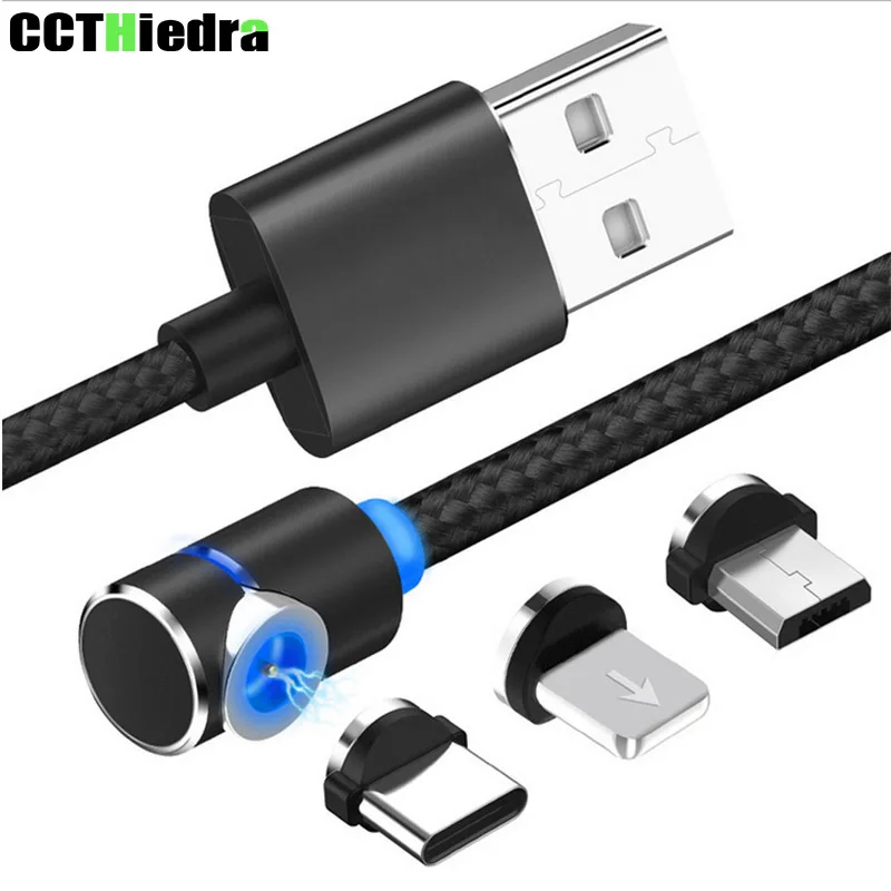 

1m 90 Degree L Type Magnetic Cable Micro USB Cable & USB Type C Cable LED Magnet Charger Cable For iPhone X 8 7 6 Charger 1M