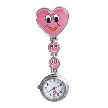 Горячая Распродажа 4 цвета женская улыбающееся лицо Сердце Клип на кулон Медсестра Брошь карманные часы 11,08