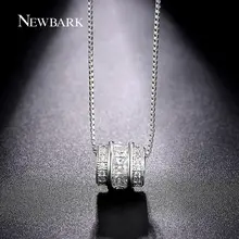 Newbark Retro Pattern Silver Color Pendants Necklaces Paved Cubic Zirconia Channel Jewelry Necklace For Women Fashion