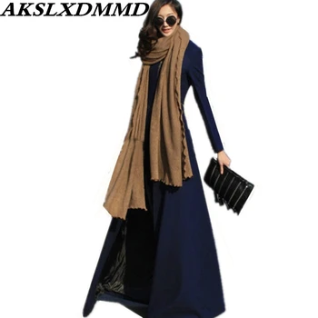 

2019 New Autumn Winter Women Woolen Coat Warm Thick Slim Thin Plus Long Trench Coats Fashion Temperament Solid Wool Jacket CW182