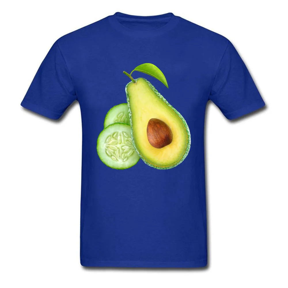Printed On Avocado and cucumber Men's Top T-shirts Retro Summer Short Sleeve Round Neck 100% Cotton Tees Birthday Clothing Shirt Avocado and cucumber blue