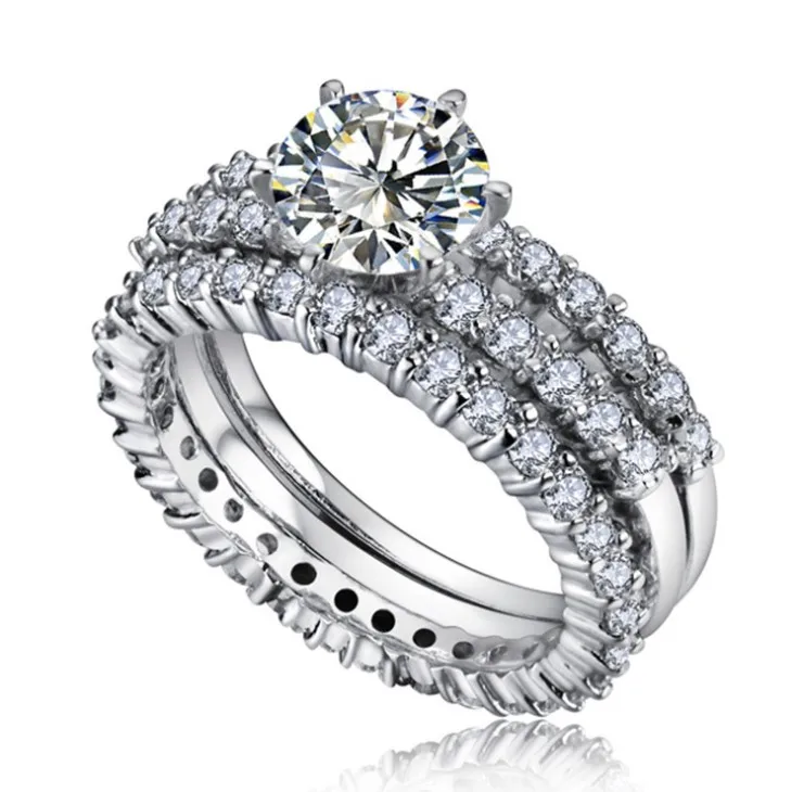 

2019 European 925 Sterling silver 3 Piece RING RING Female Crystal from Swarovski Simple Temperament Couple rings