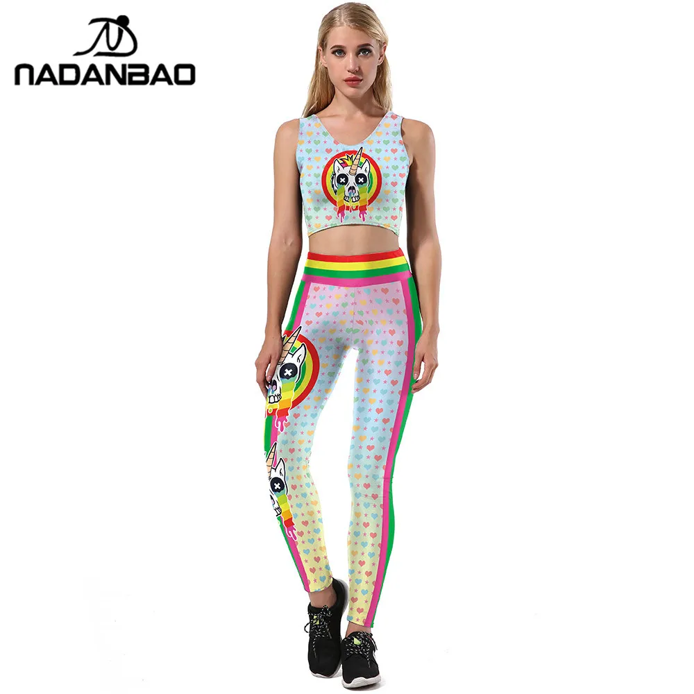 Nadanbao جديد تصميم النساء طماق يونيكورن 3d المطبوعة الرياضية leggins كتابات الحب شكل لياقة بدنية عالية الخصر السراويل