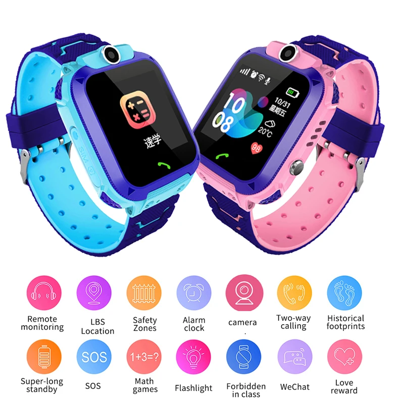 BANGWEI Kids watch Waterproof Children Watch SOS Emergency Call LBS Secure Base Station Positioning Tracking Baby Smart Watch