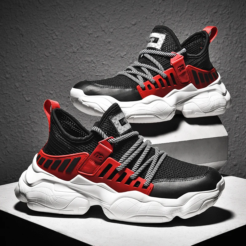

JINBAOKE New Sport Shoes for Men Thick Sole Flat Platform Running Shoes Breathable Sneakers Outdoor Brand Athletic Walking Shoes