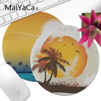 

MaiYaCa Palm Sunset Gamer Speed Mice Retail Rubber Round Mousepad DIY Carpet Top Selling Customized Non-Slip mouse pad anime