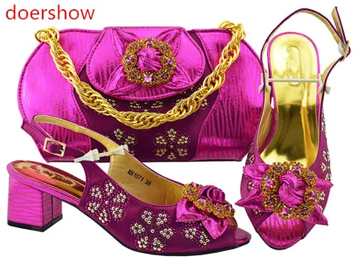 Розовые итальянские туфли doershow с подходящими сумками для вечеринки набор