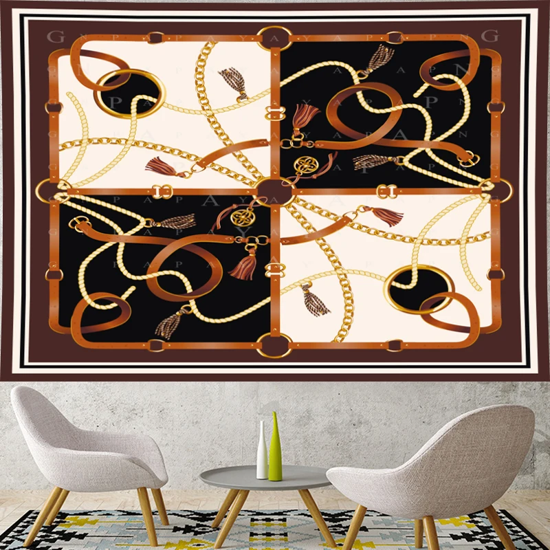 GN.PAPAYA Nordic Style Classical creative chain Tapestry Vintage Style Pattern Tapestries Retro flower Wall Hanging home  decor