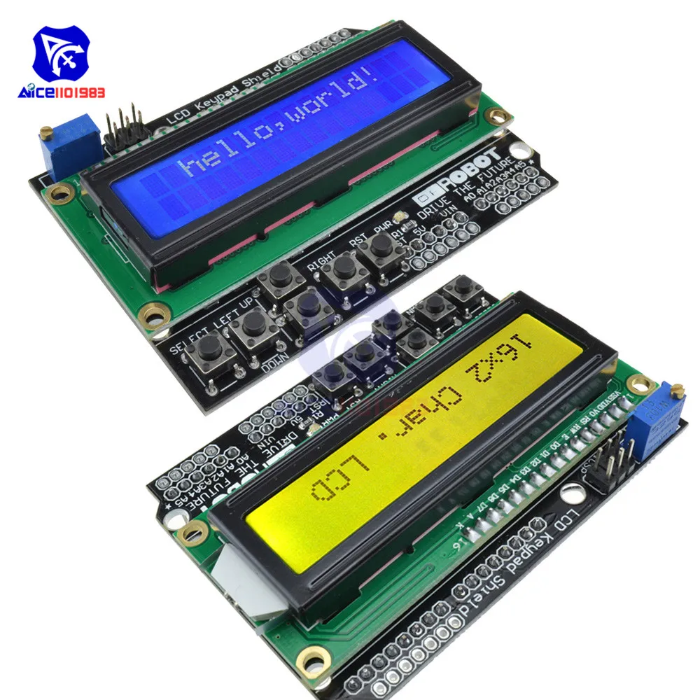 Экран с ЖК клавиатурой diymore 1602 дисплей ATMEGA328 ATMEGA2560 для Raspberry Pi Arduino UNO R3 синяя/желтая