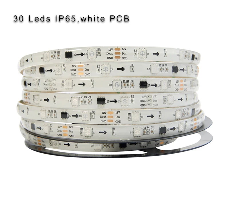 DC12V WS2811 светодиодные полосы IP30/65/67 Водонепроницаемый 5050 SMD RGB 30/48/60 светодиодов/м Светодиодные полосы внешний 1Ic Управление 3 светодиода