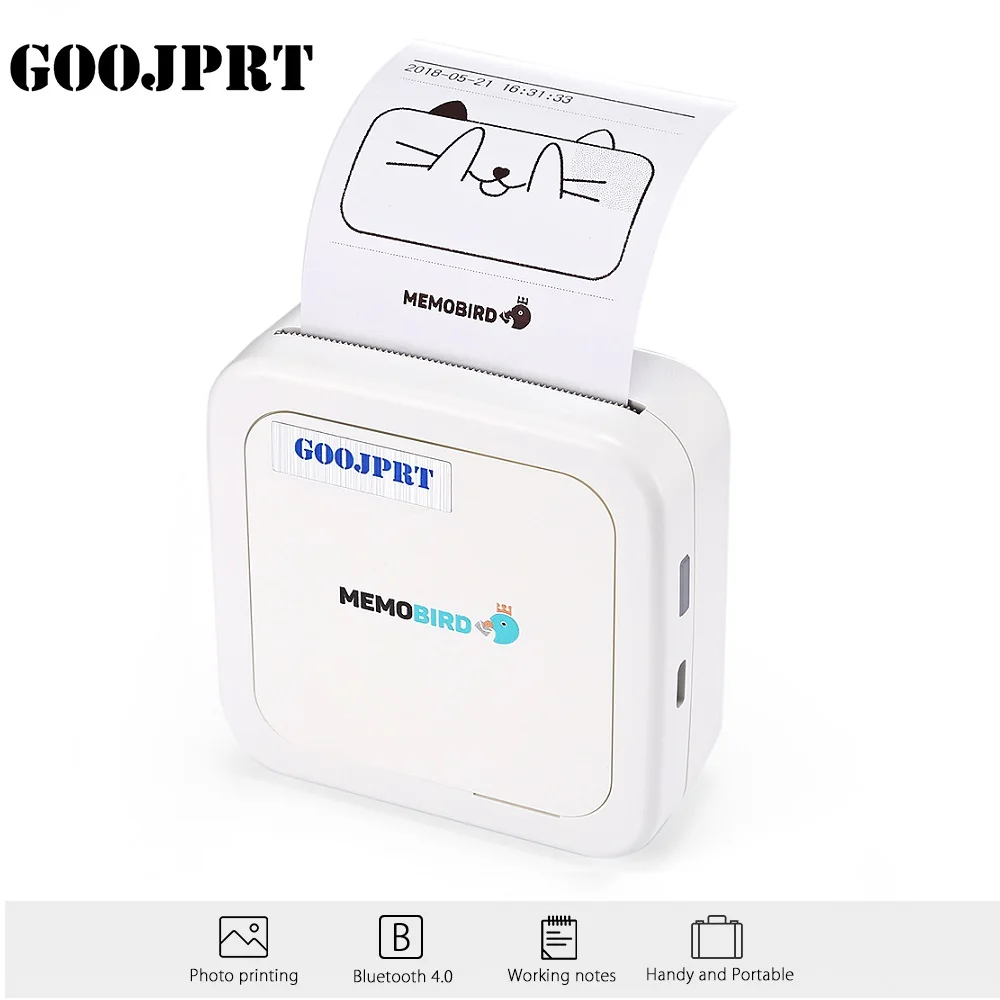 

GOOJPRT G3 MEMOBIRD Mini Bluetooth Thermal Printer Paper Photo Printer Thermal Printing for iOS and Android